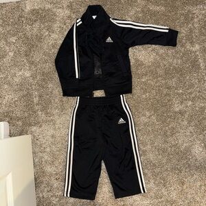 adidas Black Jogger Set with White Three-Stripes